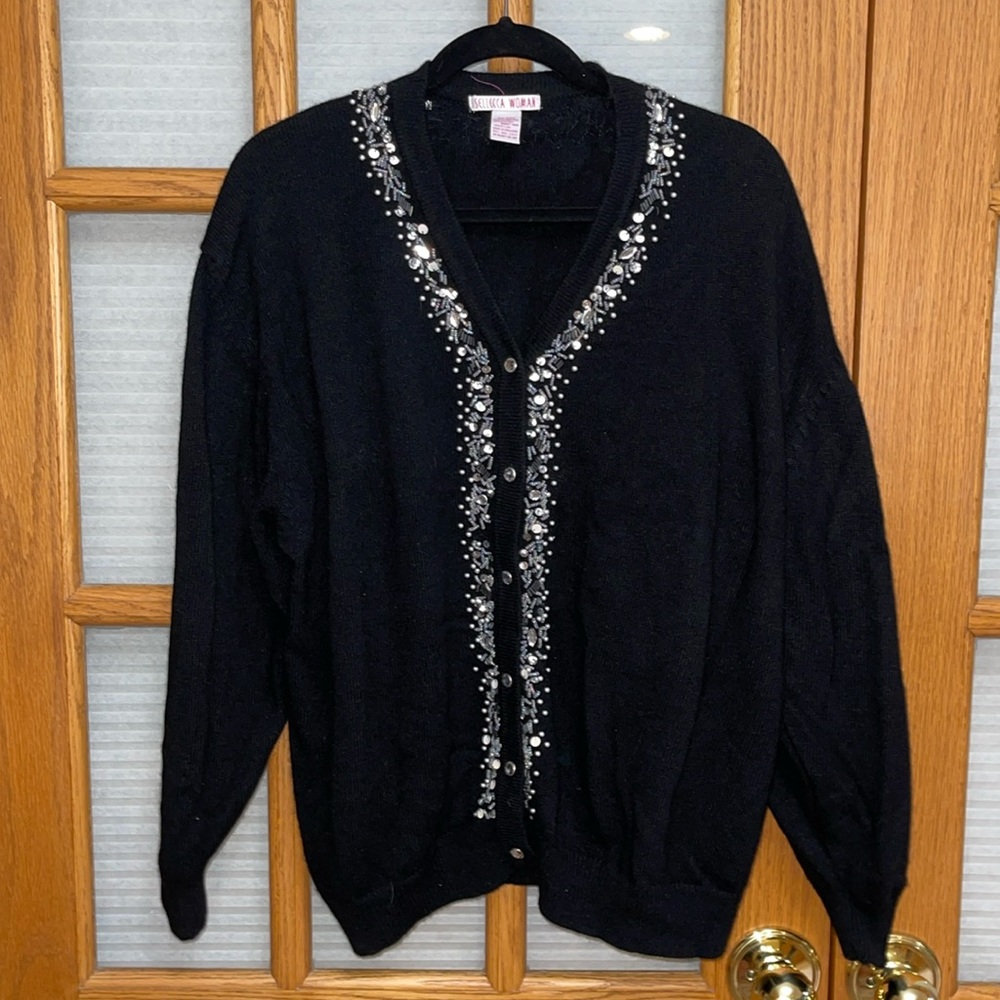 Embellished 22W Lambswool Blend Sweater